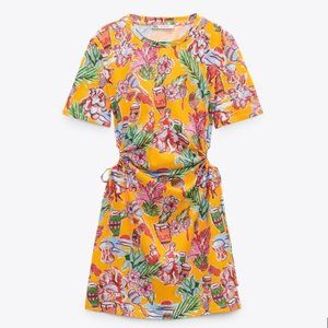 Zara | Cut Out Printed Dress